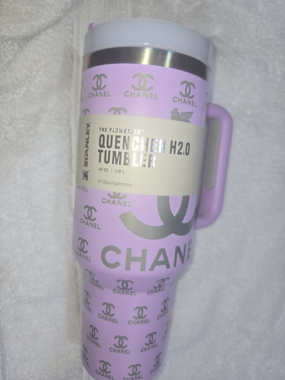 CHANEL Pink Logo Stanley Quencher H2.0 Tumbler with Handle